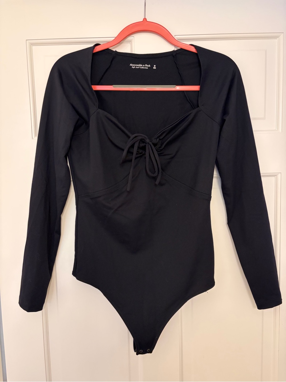 Abercrombie & Fitch Black Long-Sleeve Tie-Front Bodysuit